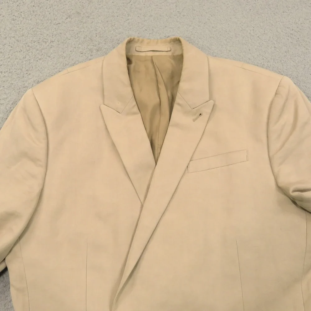 AllSaints Blazer 36R Linen Cotton Double Breasted Surgeon Cuffs Tan Jacket Mens
